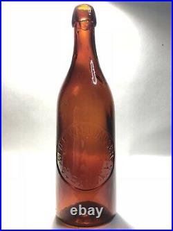 Super Rare! 1800s Mint Blob Beer Bottle Geo. F. Wallhauser Olean, N. Y