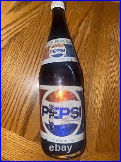 Super Rare Full 1970/1980's 32 oz Pepsi Cola Glass Bottle Soda New York Vintage