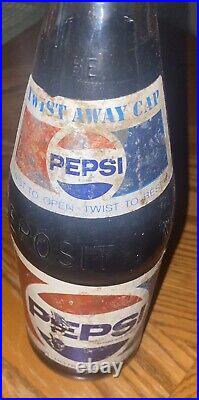 Super Rare Full 1970/1980's 32 oz Pepsi Cola Glass Bottle Soda New York Vintage