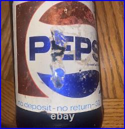 Super Rare Full 1970/1980's 32 oz Pepsi Cola Glass Bottle Soda New York Vintage