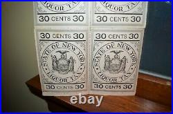 Super Rare New York State Liquor Bottle Tax Stamp 30 Cents Prohibition Block 4