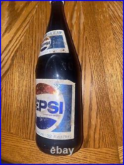 Super Rare Vintage 1970/1980's 32 oz Pepsi Cola Full Glass Bottle Soda New York