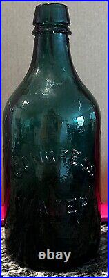 TEAL GREEN QUART CONGRESS WATER BOTTLE SARATOGA, NY 1870s, BUY 1 OR THE PAIR