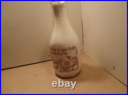 Te Cromey Dairy quart milk bottle, Clymer, N. Y. Baby's health