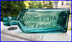 Teal Blue G. W. Merchant Lockport N. Y. Handtooled Medicine PRISTENE CONDITION