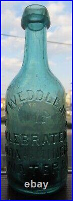 Teal Green Iron Pontil Tweddle Jr's NY Celebrated Soda or Mineral Water Bottle