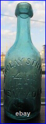 Teal Green Iron Pontil Tweddle Jr's NY Celebrated Soda or Mineral Water Bottle