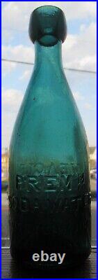 Teal Green W Eagle NY Union Glass Works Iron Pontil Soda or Mineral Water Bottle