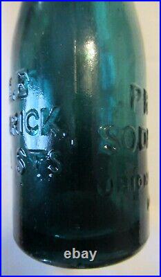 Teal Green W Eagle NY Union Glass Works Iron Pontil Soda or Mineral Water Bottle