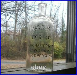 The Cure For Fits Dr. Chas. T. Price New York Rare 1880 Medicine Bottle 8 1/4tall