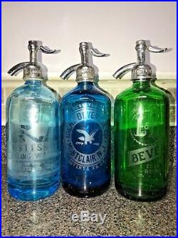 Three Beautiful Antique Vintage Seltzer Bottles From N. Y Montclair Nj Brooklyn N