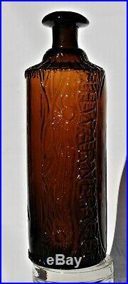 Tippecanoe H. H. Warner Rochester Ny 3 Amber Log Bottle Mis-spelled Rochester