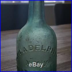 Troy, Ny Cleminshaw Philadelphia XXX Porter & Ale Crude Ring Top 1860 Aqua Bottle