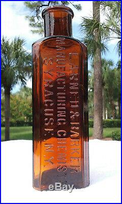 Tumbled 1800's Antique Larned & Barker N. Y. Chemist Bottle! Top Example