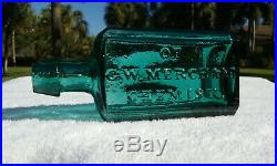 Tumbled 1860's G. W. Merchant Chemist Lockport N. Y. Antique Medicine Bottle