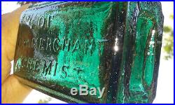 Tumbled 1860's G. W. Merchant Chemist Lockport N. Y. Antique Medicine Bottle