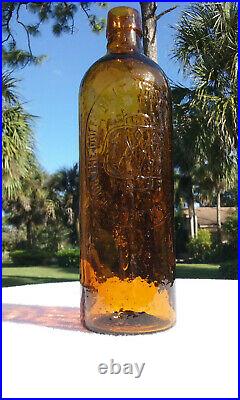 Tumbled 1880's Stunning Duffy Malt Whiskey, Rochester, N. Y. Bottle! Whittled