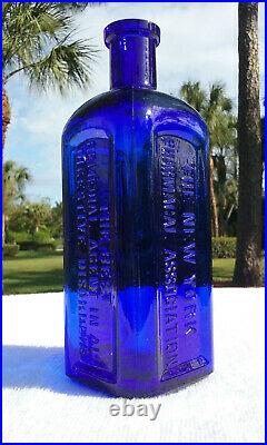 Tumbled 1890's Antique Cobalt Blue New York Pharmacal Association Bottle! 8