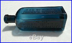 Tumbled Rare! 1880's Antique Prussian Blue New York Pharmacal Assoc Bottle