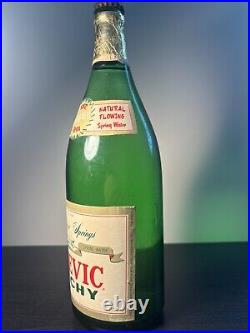 UNOPENED Quevic Vichy Quart Size Green Soda Bottle Saratoga Springs, NY