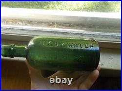 VICHY WATER HANBURY SMITH N. Y. 1870s PRETTY GREEN PINT MINERAL WATER BOTTLE NICE