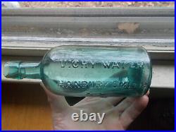 VICHY WATER HANBURY SMITH N. Y. 1870s RICH AQUA PINT MINERAL WATER BOTTLE