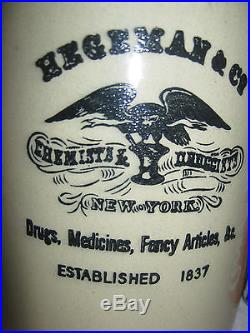 Vintage Druggist Chemist Medicine Sign New York Stoneware Bottle Pitcher England