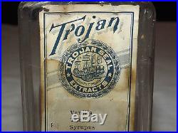 VINTAGE EARLY 1900S TROJAN SEAL EXTRACTS TROY NY MEDICINE BOTTLE with LABEL