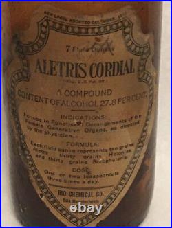 VINTAGE MEDICINE BOTTLE Rio Chemical Company New York Aletris Cordial