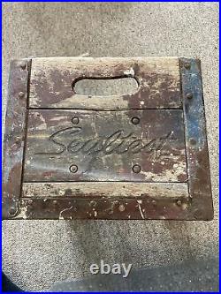 VINTAGE SEALTEST ICE CREAM WOODEN MILK BOTTLE CRATE New York Routed Letters