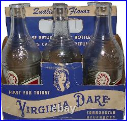 VIRGINIA DARE, BROOKLYN, NY VINT SODA 6 PACK, WithORIG CARTON GLASS BOTTLE CARRIER