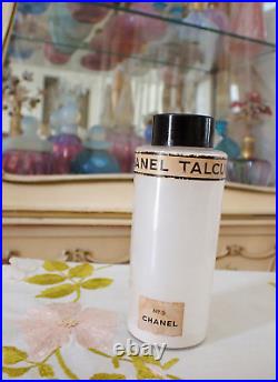 VTG 1940s WITH DOT Chanel No. 5 Talcum Powder 3 Oz Shaker New York Distributor