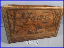 VTG/Antique Wooden Fawn Beverage Bottle Co. Phone 2-1713 Wood Crate Elmira NY