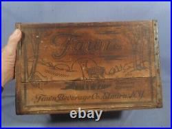 VTG/Antique Wooden Fawn Beverage Bottle Co. Phone 2-1713 Wood Crate Elmira NY