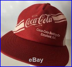 VTG Coca Cola Hat Cap Bottling Co Elmsford NY Made In USA Snapback Truckers