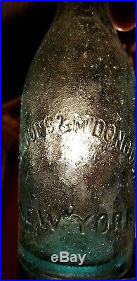 Very Crude Blue Fitzsimons & McDonough Blob Top Soda New York Monogrammed