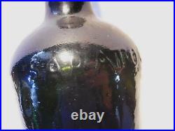 Very Early Whittled Dark Green CW Weston Saratoga NY Mineral Spring Water Bottle