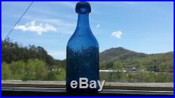Very Nice Antique Iron Pontil Lancaster Glass Works N. Y. Soda Bottle In Blue