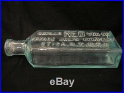 Very Rare Antique Vintage Savage Arms Red Gun Oil Aqua Tinted Bottle Utica Ny