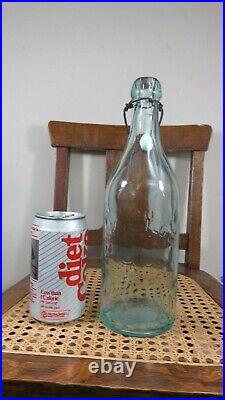 Very Rare Whittled Large Pretty Light Blue Ok Bottling Blob Top Bottle New York