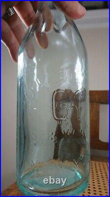 Very Rare Whittled Large Pretty Light Blue Ok Bottling Blob Top Bottle New York