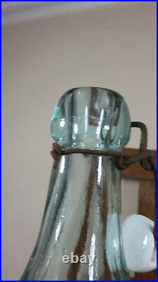 Very Rare Whittled Large Pretty Light Blue Ok Bottling Blob Top Bottle New York