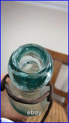 Very Rare Whittled Large Pretty Light Blue Ok Bottling Blob Top Bottle New York