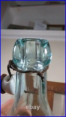 Very Rare Whittled Large Pretty Light Blue Ok Bottling Blob Top Bottle New York