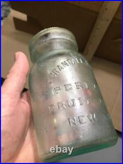 Very Scarce Old Pint Green Crandall & Godley Perfecto Unique Ny Fruit Juice Jar