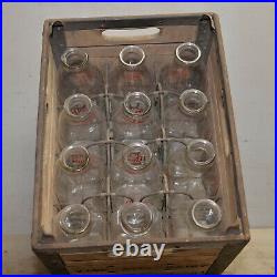Vine City Dairy Webster NY crate & 12 Nelson milk bottles Jamestown collectible