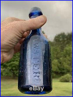 Vintage 10 Sided Knickerbocker Soda Water Bottle C. C. Cobalt Blue NY New York