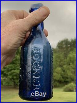 Vintage 10 Sided Knickerbocker Soda Water Bottle C. C. Cobalt Blue NY New York