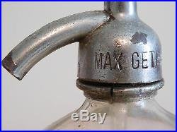 Vintage 11 High A N Somet Max Getman Ny Glass Seltzer Bottle