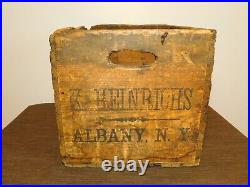 Vintage 18 X 13 X 13 K Heinrichs Albany Ny Wood Soda Bottle Box
